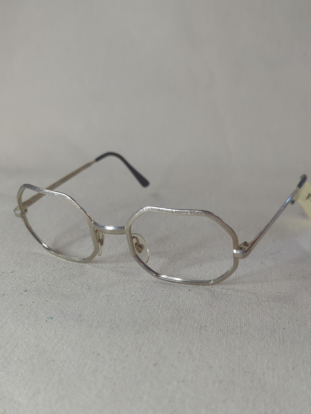 Frame France Hexagonal Silver Metal Frame Glasses - No Lenses